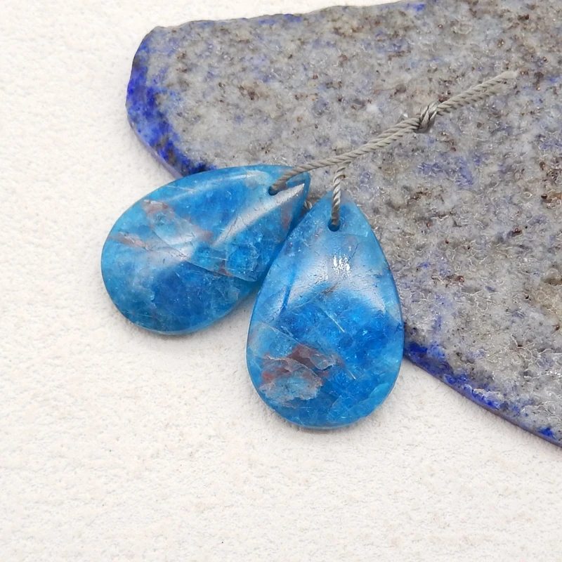 Boucles d'oreilles goutte d'eau en cristal bleu naturel ATen, perles pour bijoux exécutifs, boucle d'oreille bricolage à la mode, pierre semi-précieuse, 26x16x4mm, 6g