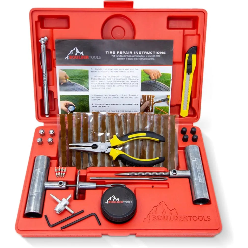 

Heavy Duty Tire Plug Kit for Cars Trucks Motorcycles ATVs Complete Flat Fix Tool Set with Storage Case