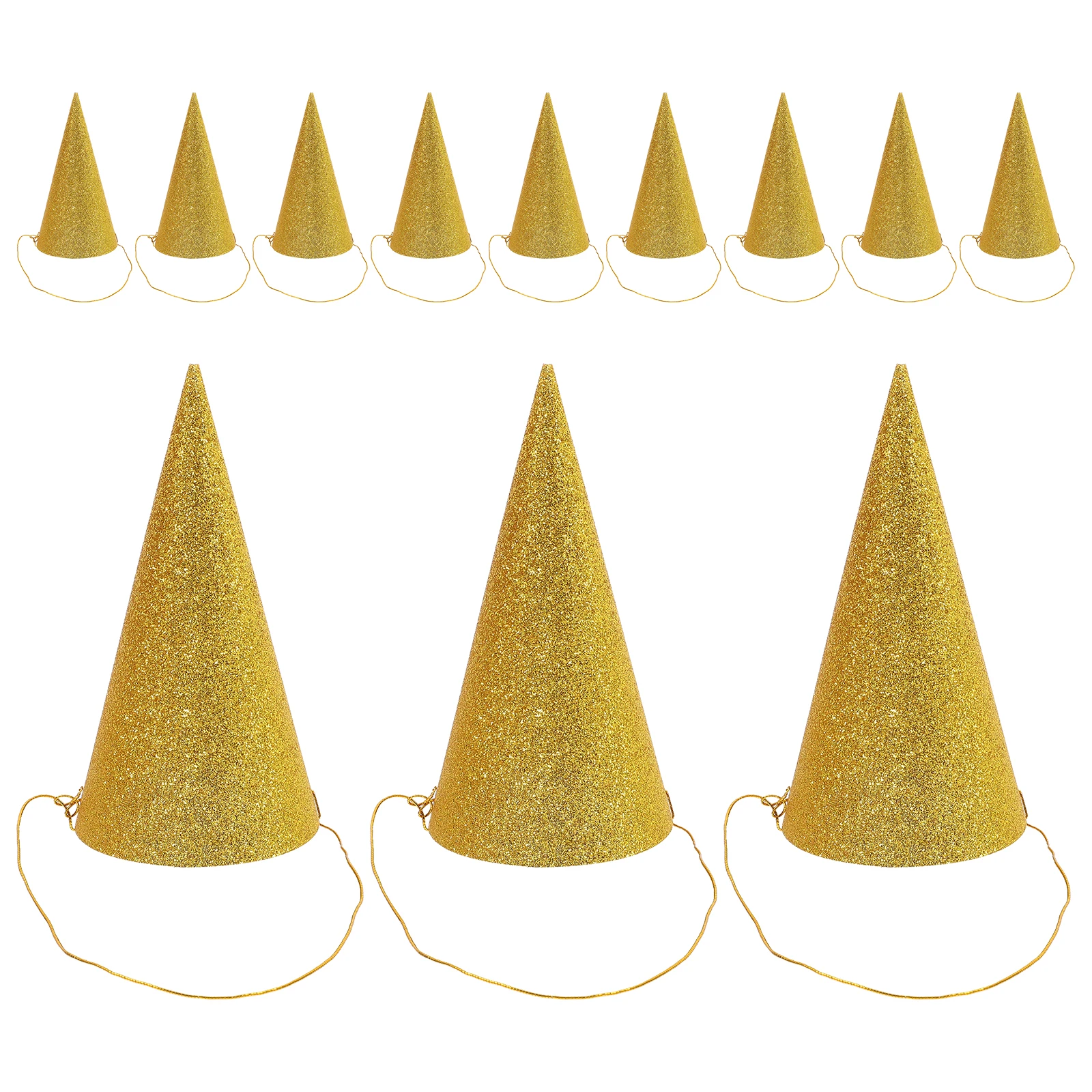 

12pcs Birthday Hats Glitter Crown Party Hat Kids Adults Wedding Baby Shower Graduation Halloween Decoration Golden Prince