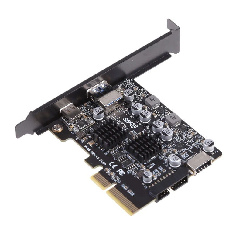2 cổng PCI-E USB Riser Card PCIe Bộ Chuyển Đổi PCI-E sang USB 3.2 Gen 2 Card Mở Rộng Khe Cắm PCI-Express 4X dành cho