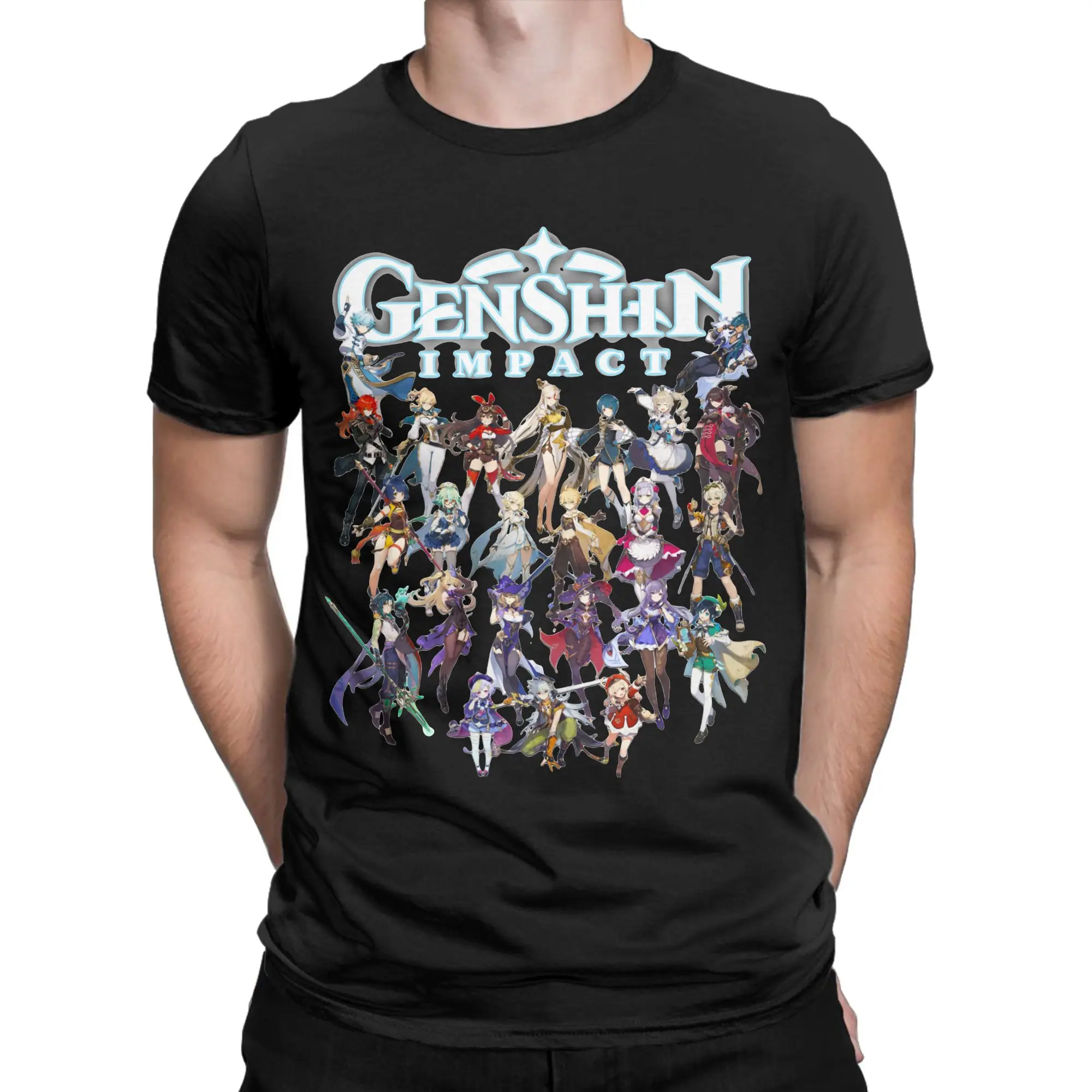 Men Women's Genshin Impact Heroes T Shirt Paimon Diluc Anime Game 100% Cotton Clothing Funny Tees Graphic Printed T-Shirt