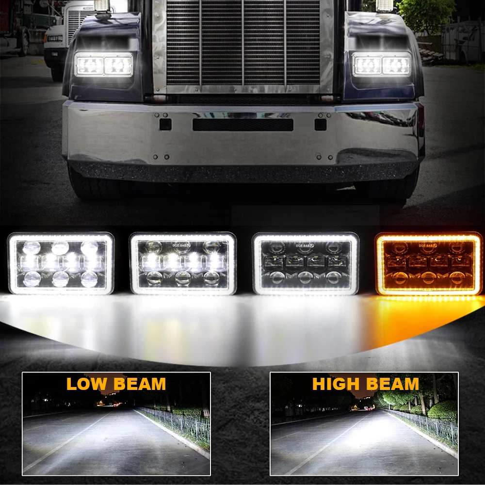 4x6 inch LED Headlights Hi/Lo Beam 6000K for GMC Chevrolet S10 for Kenworth T800 T400 T600 W900B for H4651 H4652 H4656 H4666