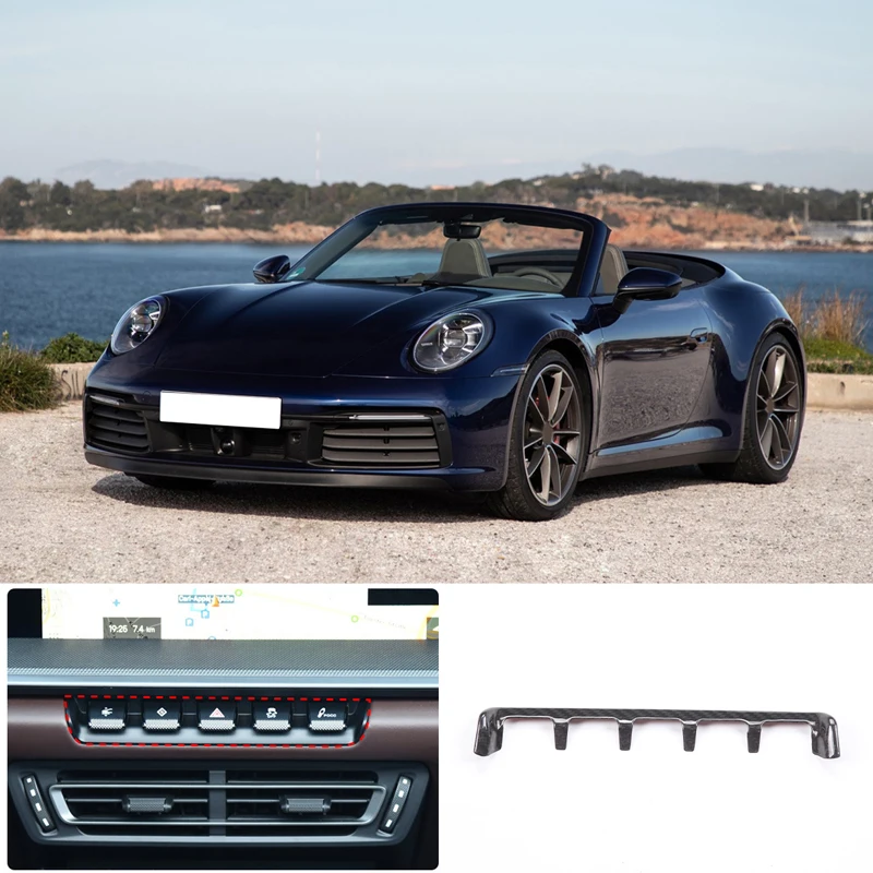 

For Porsche 911 992 Carrera 2019-2026 Real Carbon Fiber Car Center Console Warning Light Switch Panel Cover Sticker Accessories