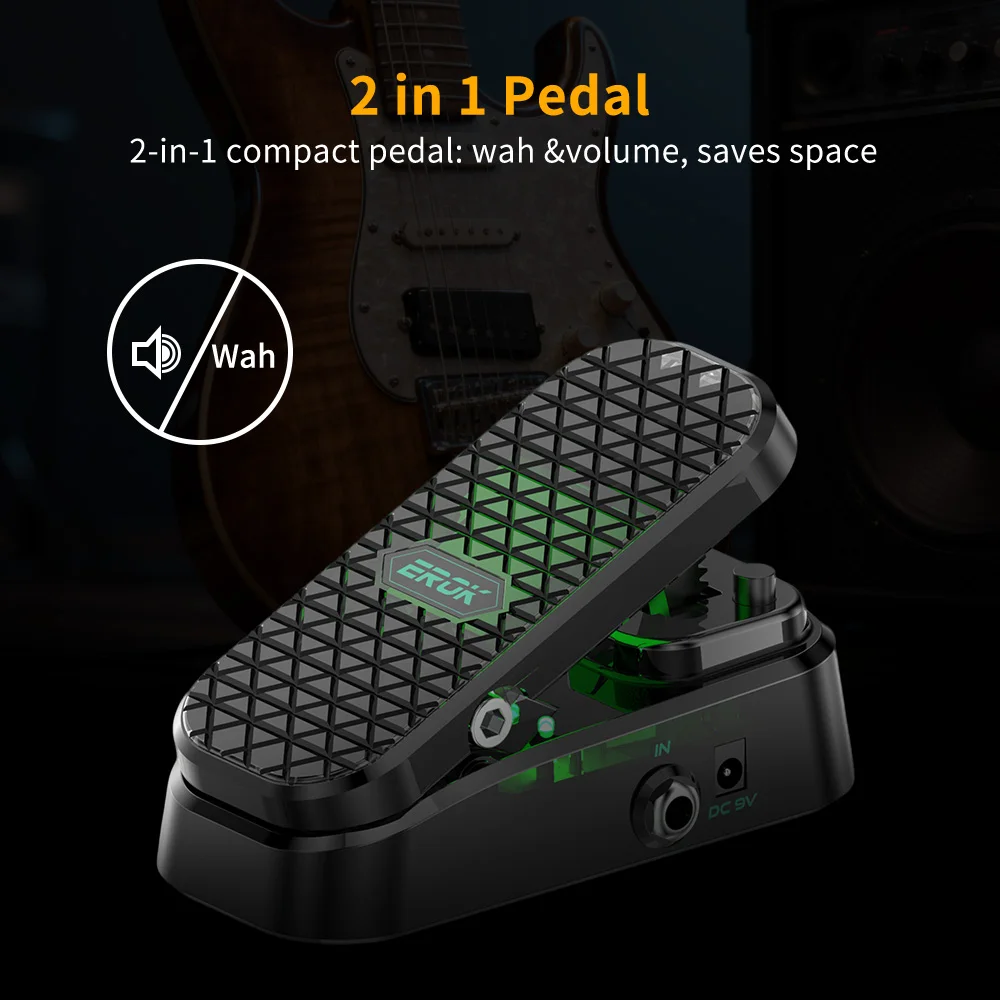EROK MP-6 2-in-1 Wah Volume Pedal Electric Guitar Custom RM-Type Inductor Pure Analog Tone Active Volume 23° Stroke view 2