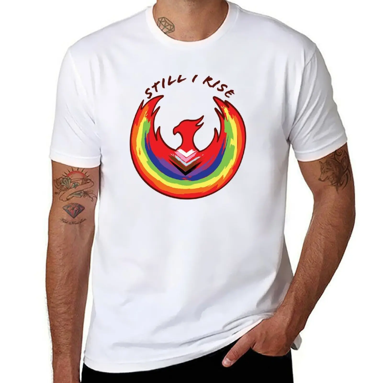 

Rainbow Phoenix Rising T-Shirt Street Fashion Casual Tee Shirt