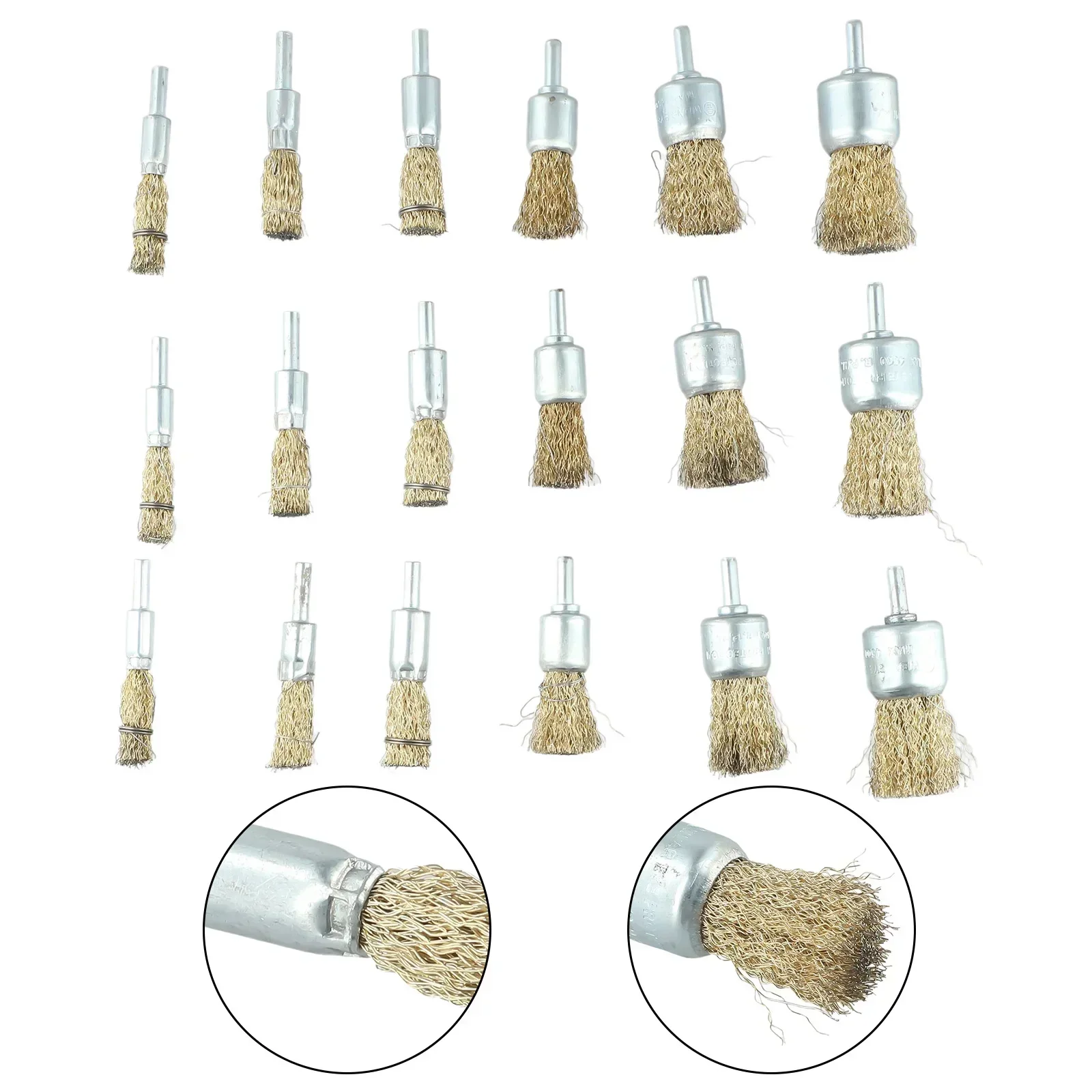 18pcs Drill Brushes Copper Plating Stainless Steel Wire Wheel 10-30mm 1/4\'\' Shank Rotary Tool Electric Grinder Polishing Tool