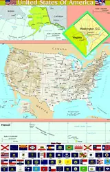 USA United States Map Art Picture Print, Silk Poster, Home Wall Decor