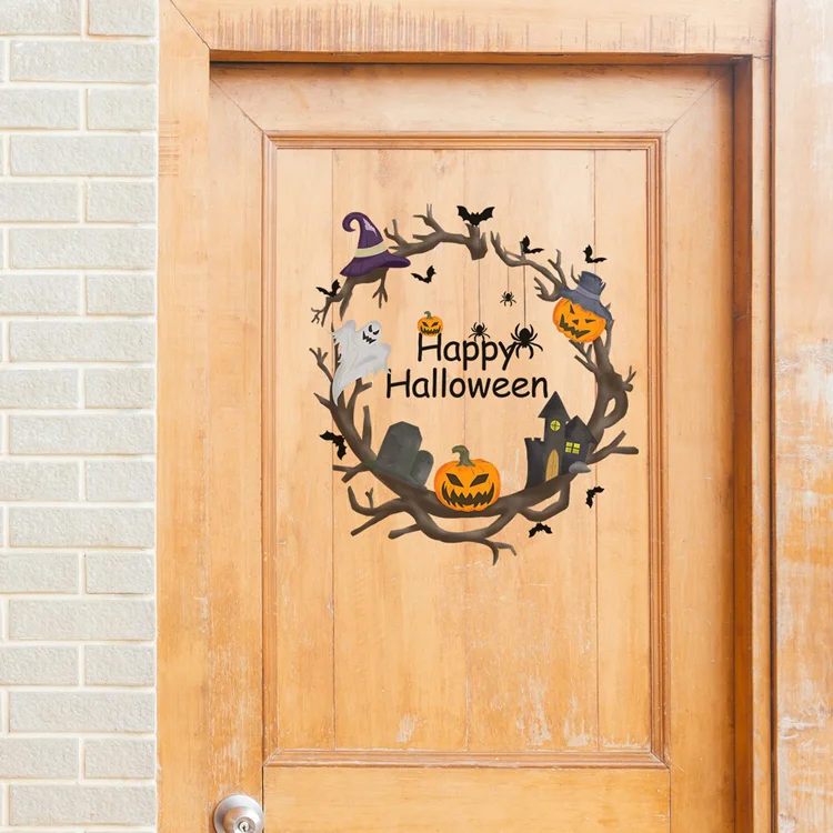 Halloween Kürbis-Geist Wandaufkleber Kinderzimmer Dekoration Wandbild Tür Heim-Deko Tapete Festival Selbstklebende Aufkleber – Detail 5