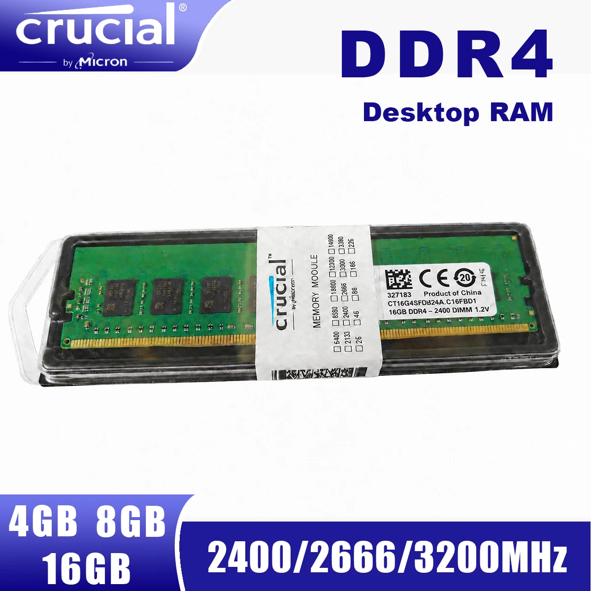 Crucial DDR4 8GB 3200MHz Desktop RAM 288-Pin 1.2V PC4-25600 UDIMM Non-ECC Memory for Intel AMD Gaming PC