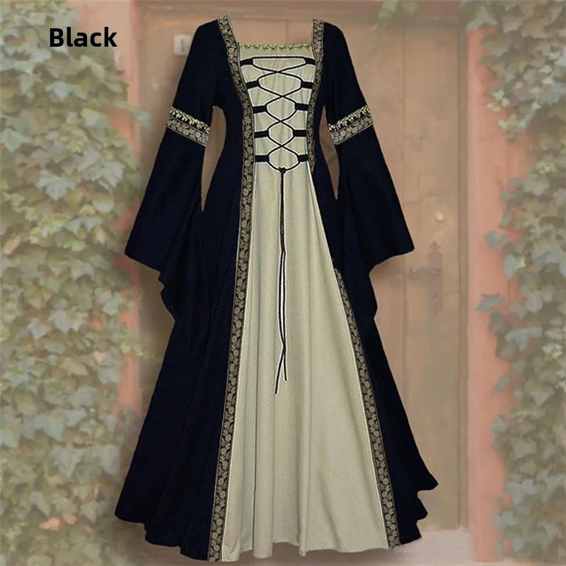 Halloween Retro Court Costume Adult Princess Performance Dress Medieval Lady Princess Outfit Polyester Material Spring 
