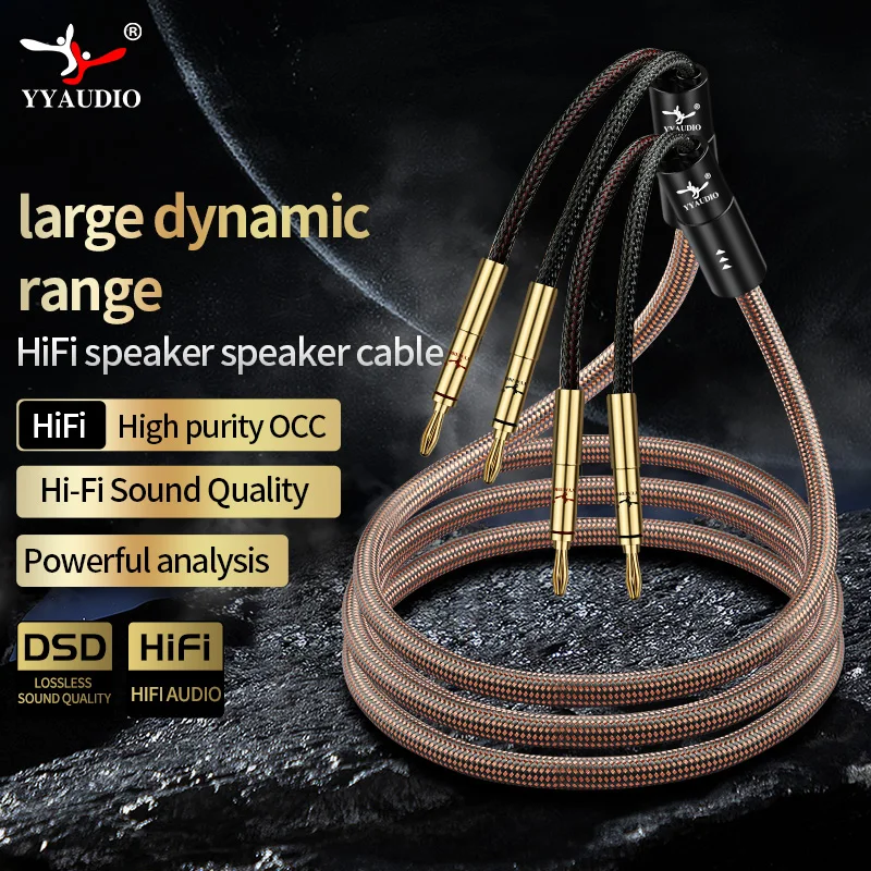 

Кабель для акустических систем YYAUDIO, 1 шт., HIFI, 6N OCC медь, 12AWG, аудиофильский, с позолоченными банановыми разъемами для усилителя, DVD, CD