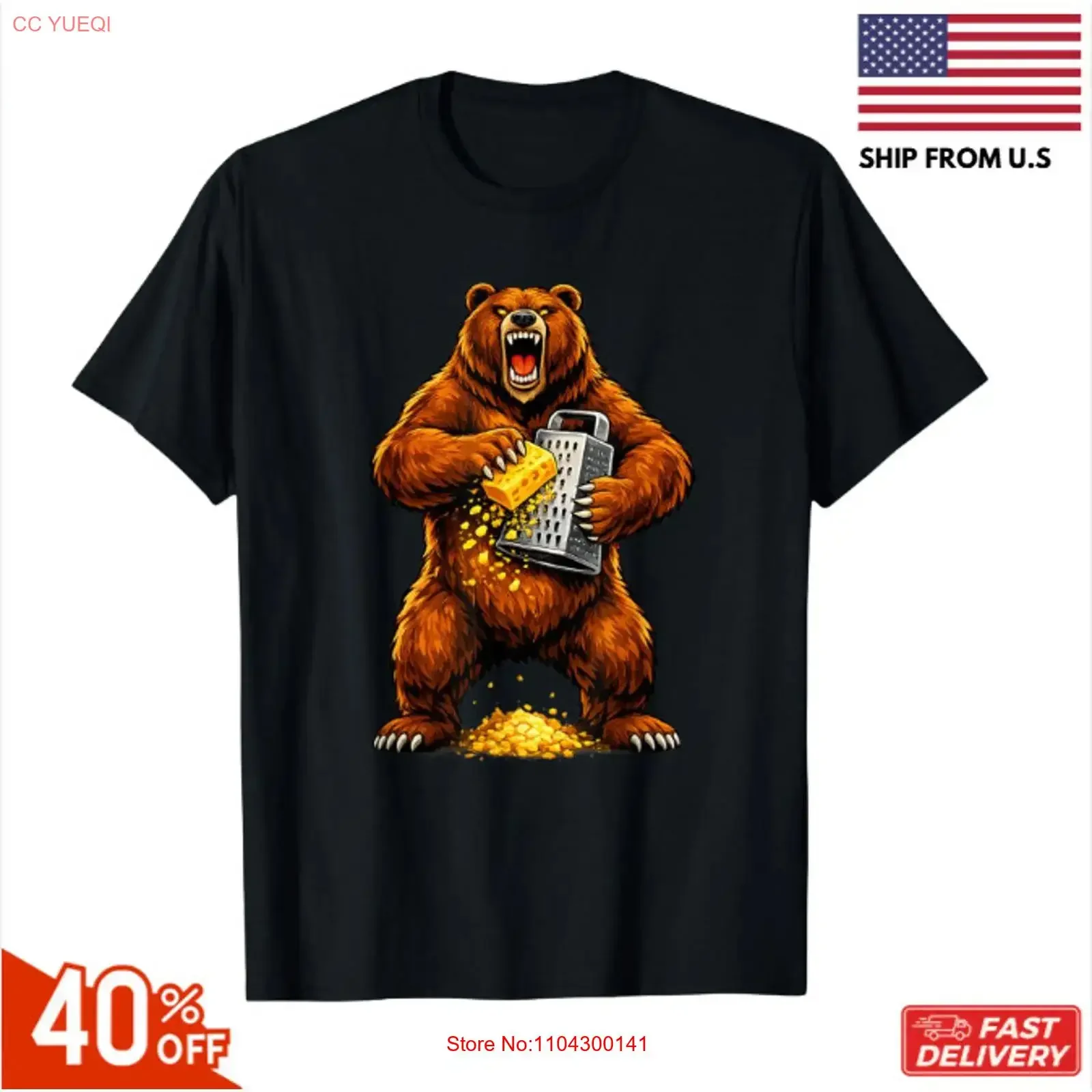 Grater Hater Funny Angry Bear Grating Cheese T Shirt Cooking Pun vintage Washed Stylish homme graphic Top For Everyday Wear
