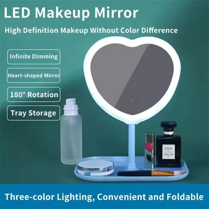 Lustro kosmetyczne na biurko z oświetleniem LED, lusterko do makijażu z lampkami, lusterko z funkcją wypełniania światłem, lusterko do makijażu.