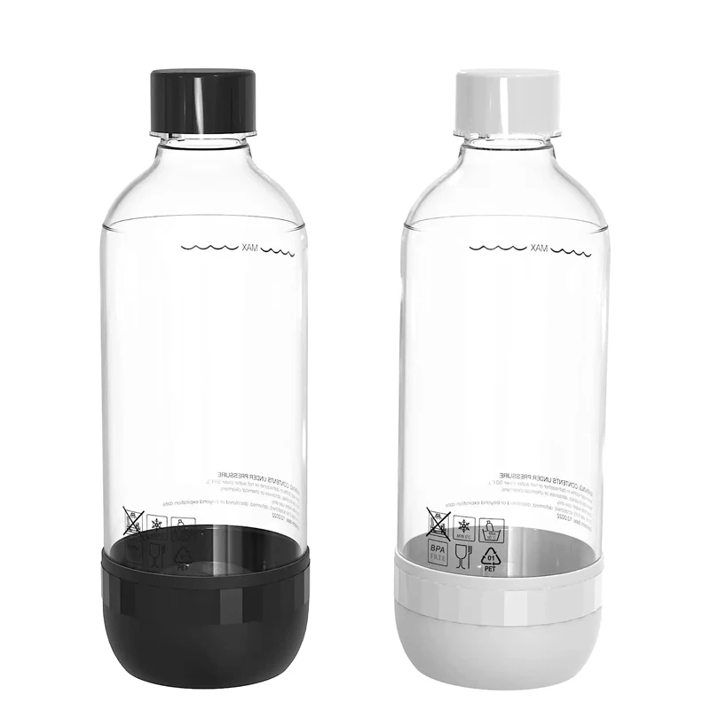 

2 pcs 1L Soda Carbonating PET Bottle multiple colors including white, black, green, grey, yellow, for summer beverage