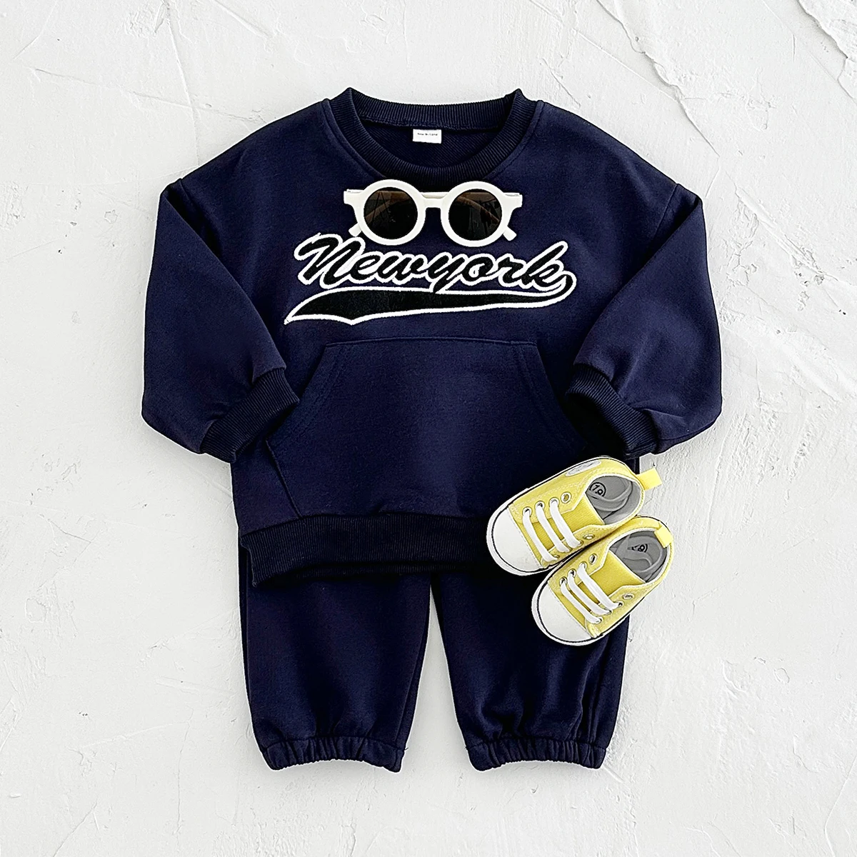 Fall Baby Clothes New York Hooded Sweatshirt+Pants Infant Baby Spring Sports Suit Boys Girls Stylish Warm Cotton Children 1-4Y