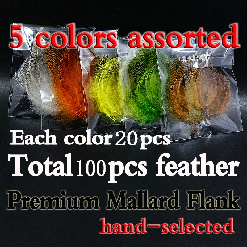 Royal Sissi 5colors set finely barred mallard flank feathers teal duck feathers trout salmon wet flies wings fly tying materials