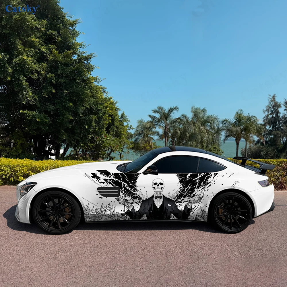 

Черный костюм Скелет Человек Автомобильные виниловые наклейки Самоклеящаяся наклейка из ПВХ Подходит для грузовиков SUV Украшение Автоаксессуары Подарок