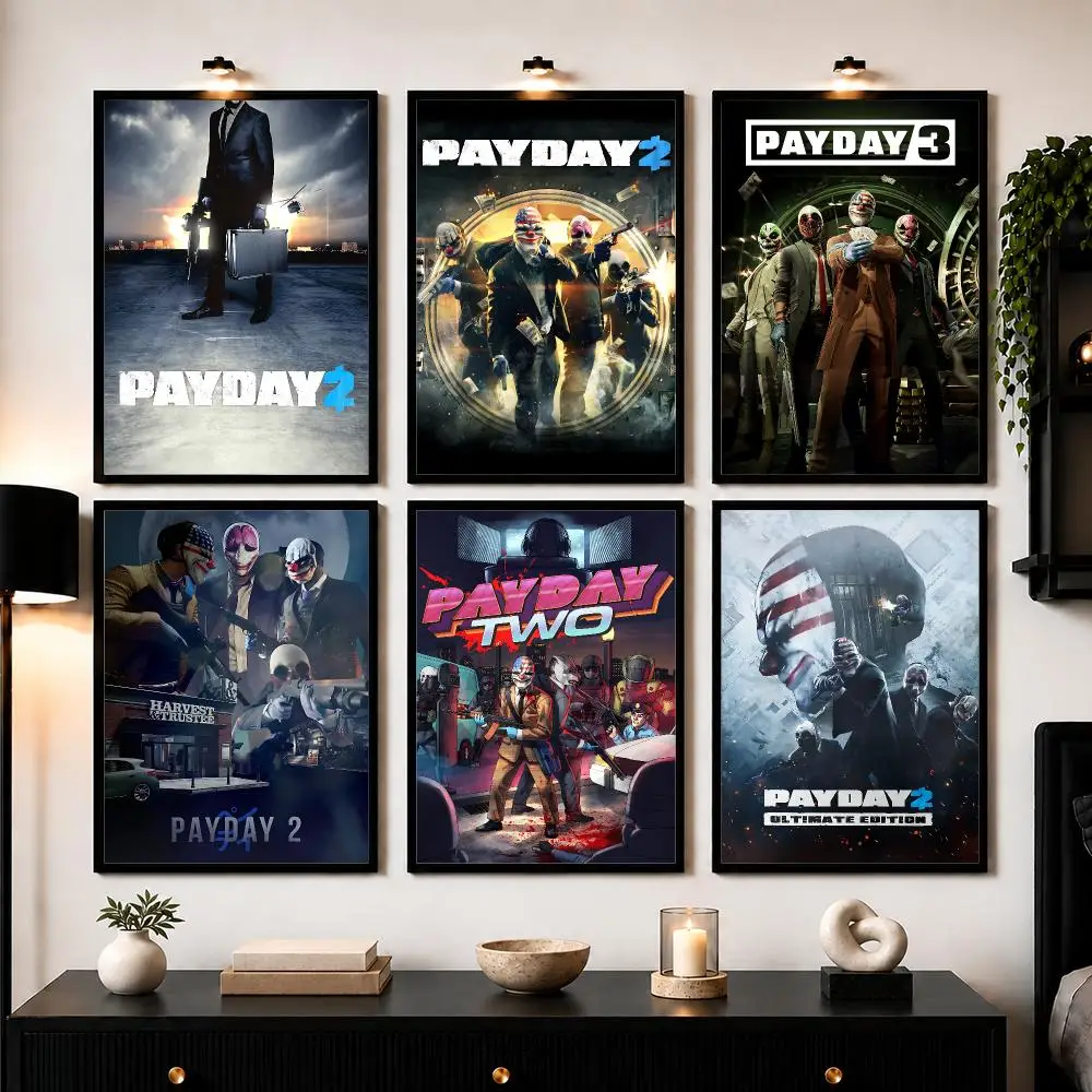 Shooter Game P-Payday 2 Poster Wall Art Print Sticker for Bedroom Living Room Dorm Office Modern Home Decor