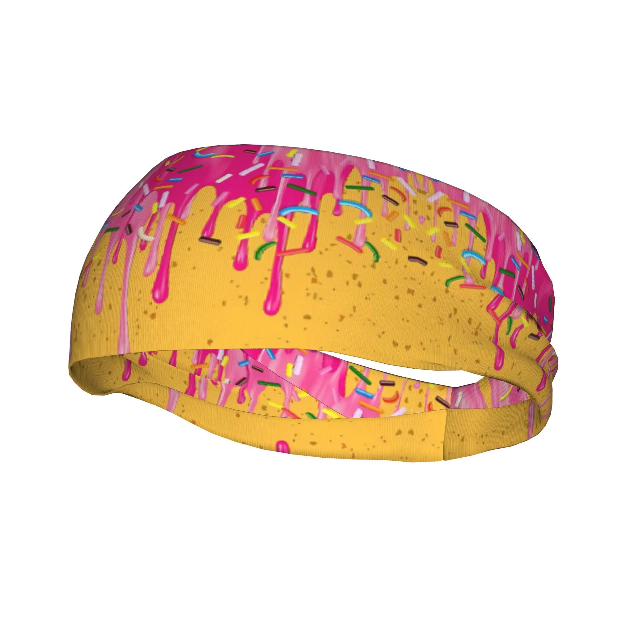 

Fun Donut Glaze Sprinkles Print Headband Sweat Absorbent Sports Hairband for Yoga Running Daily Wear Elastic Non-slip Food
