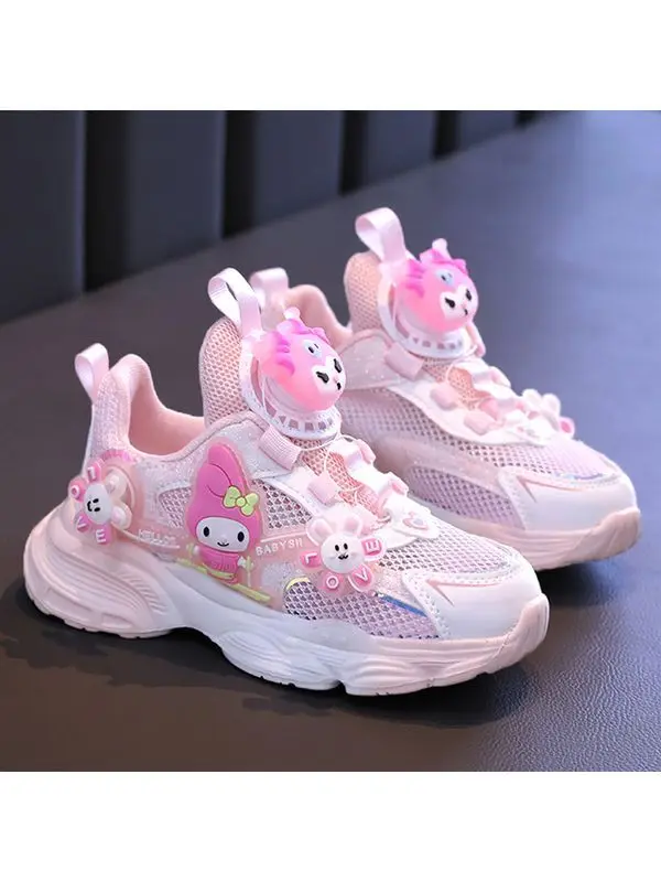 Girl Heart Kawaii Sanrio Anime Kuromi My Melody Sports Shoes Summer Cute Ins Children Net Surface Breathable Sneakers Kids Gifts