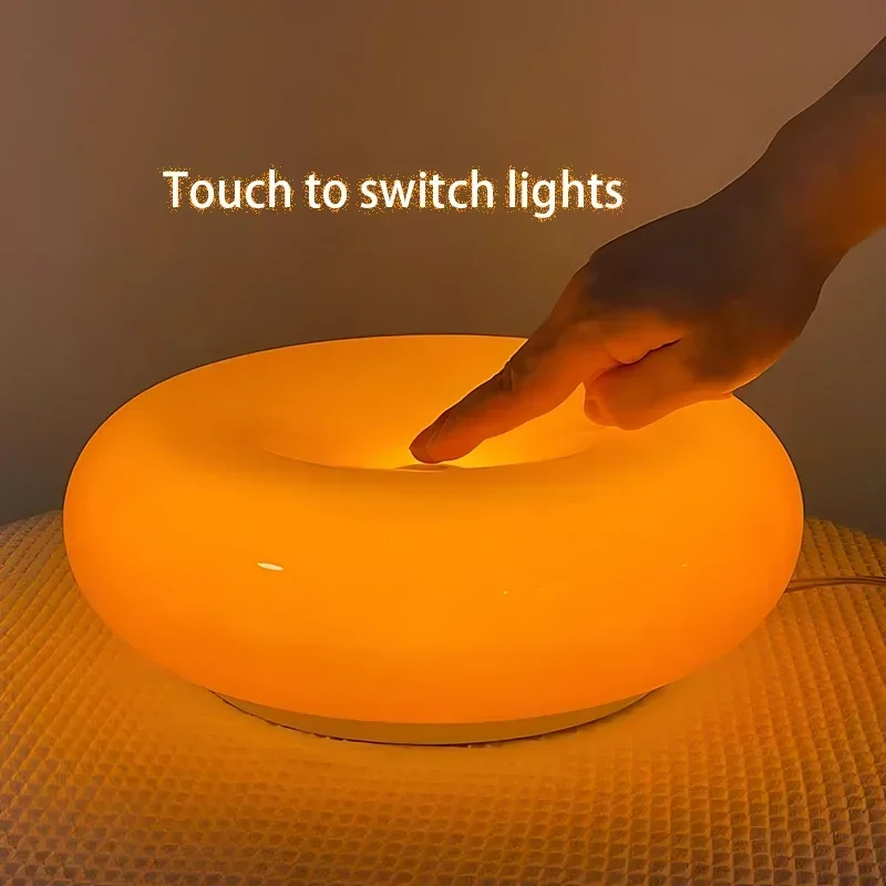SANDYHA Bedside Night Lights Table Lamp Modern High-end Creative Decoration LED Light Atmosphere Glass Donut Lighting Fixtures