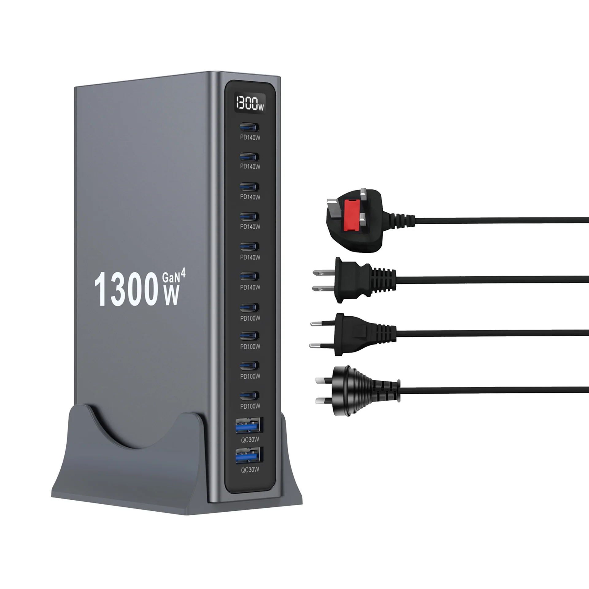2026 Neues 1300W GaN Schnell-Ladegerät Multi-Port USB-Hub PD3.1 USB Typ C 12-Port Desktop-Ladestation Adapter für Handys & Tablets