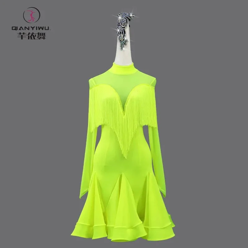 

2024 New Latin Dance Clothes Women Ball Dress Female Suit Performance Costume Competition Line Stage Outfit Girl Skirt Dancewear