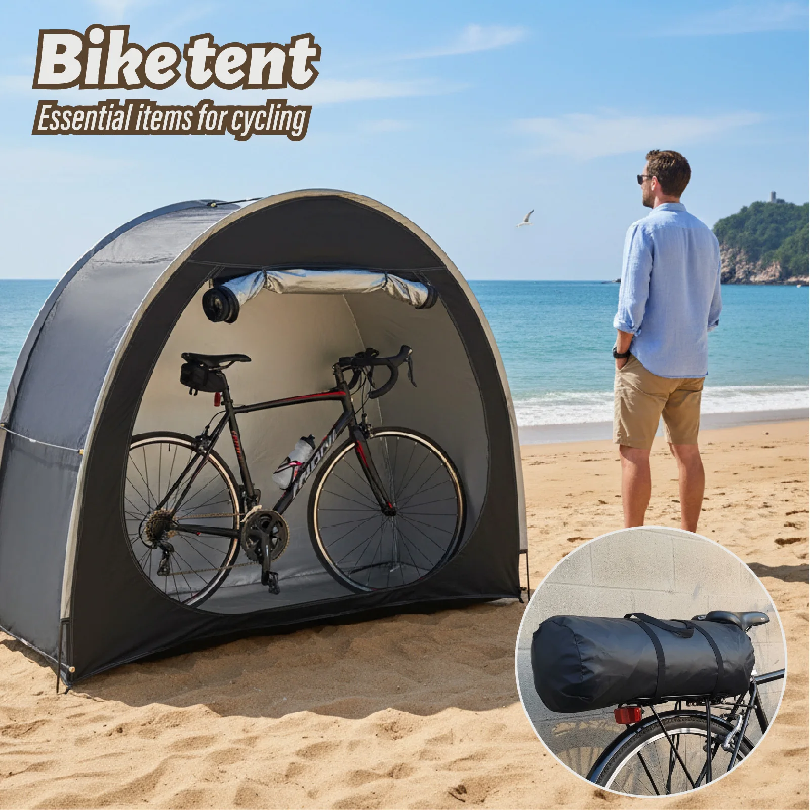 1 Pack Simple Setup Bike Storage Tent, Foldable Shelter for Home Users, Garden Lawn Bicycle Storage Shed for Bike Riders