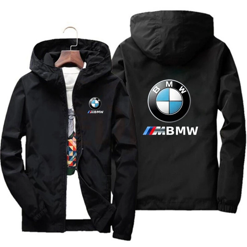 2025 BMW Spring And Autumn Men windbreaker hooded fallow jacket Travel Camp Out Mountain Climbing zipper Men windbreaker jacket