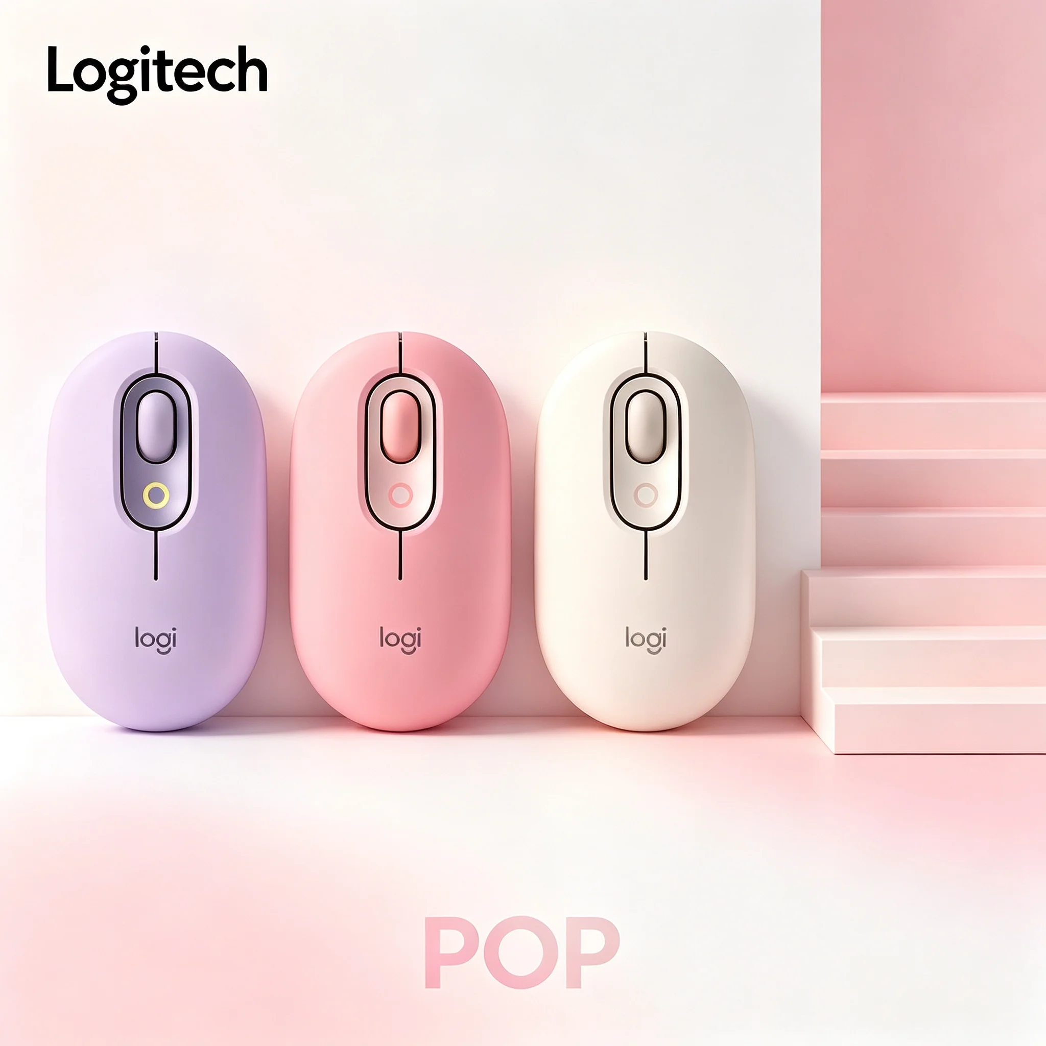 Logitech POP Wireless Bluetooth Silent Click Mouse Small Portable Ergonomic Mice For Office Worker Student Laptop Desktop