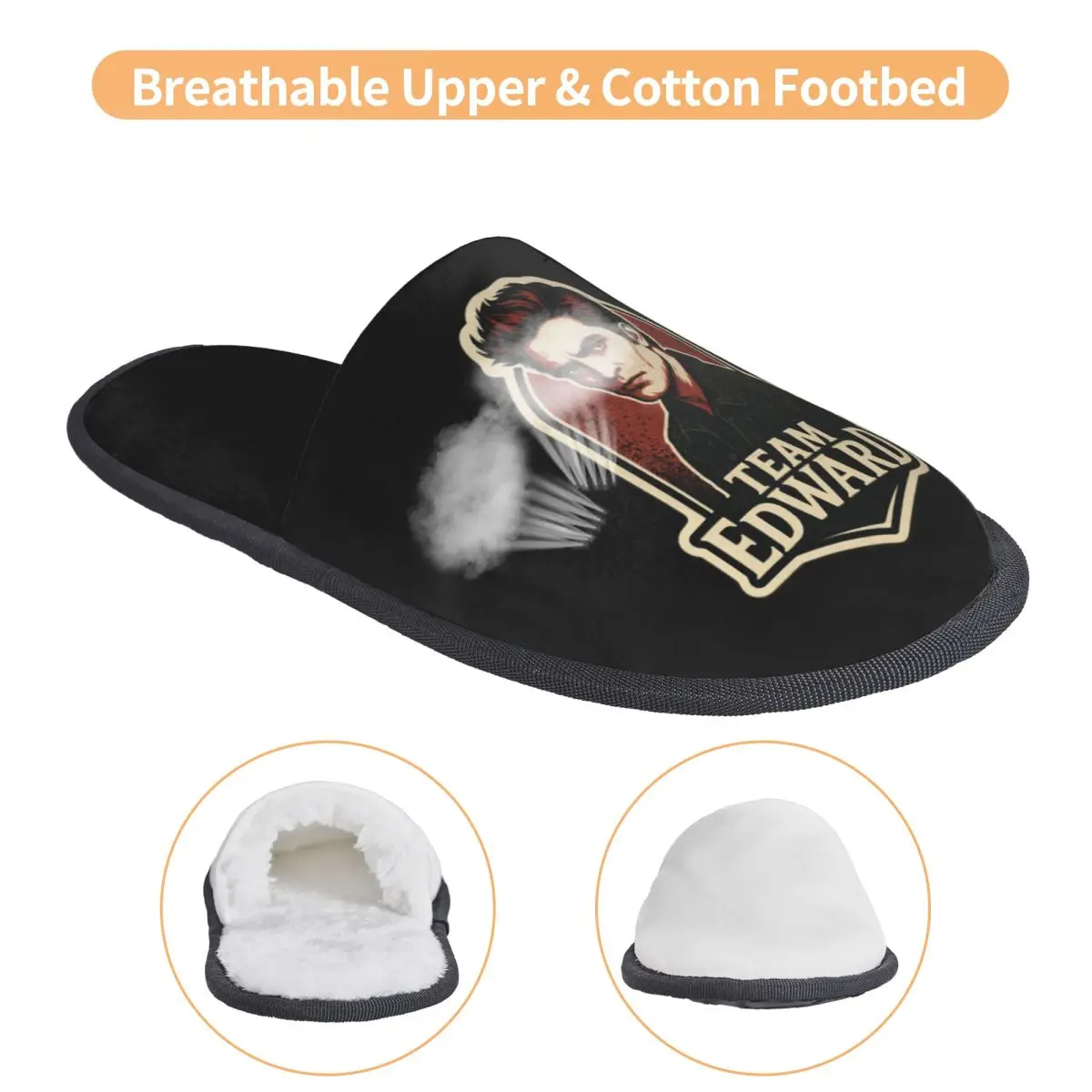 Custom Twilight Team Edward Cullen Soft Memory Foam House Slippers Women Cozy Warm Anti-Skid Slipper