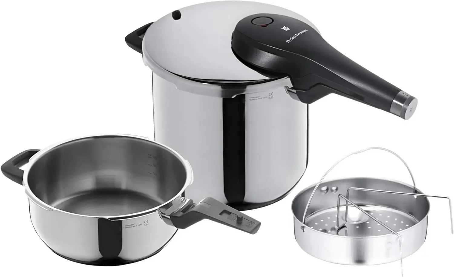 Stainless Steel Cookware Set 6 Piece 5 Ply Clad Professional Grade with Frying Pans, Saucepan, and Stock Pot