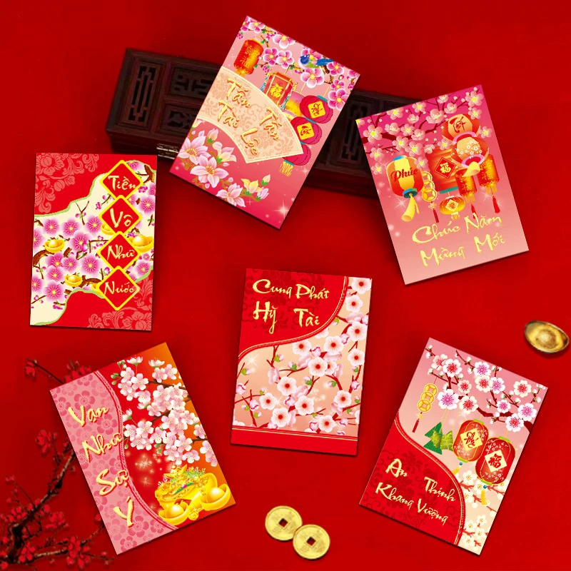 6 Stuks Chinese Slang Jaar Rode Envelop Creatieve Mode Lente Festival Rood Pakket Cartoon Leuke Zodiac Slang Rode Envelop Geschenken