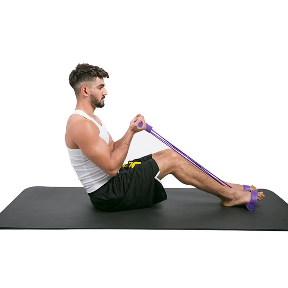 2PCS Compact 4 Tube Pedal Resistance Band 6 Tube Dual Foot Pedals Foot Pedal Exerciser ABS T Handle Sit up Trainer Arm Training