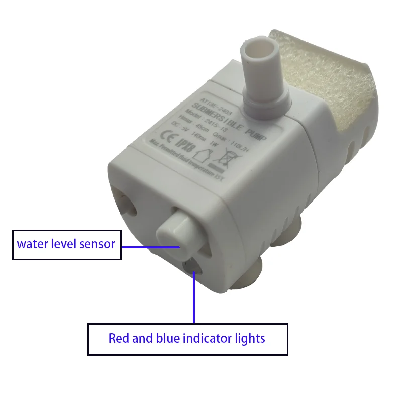 5V Mini Brushless 1W Mini Portable Water Pump 110L/H Intelligent Anti drying, Water free, Power off, Pet Silent
