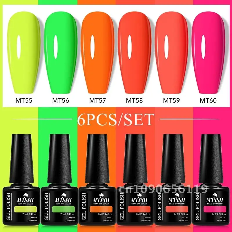 6PCS/SET Pastel Gel Nail Polish Set Spring Summer Gel Macaron Candy Sweet Color Soft Pink Yellow Purple Gel Polish Art Varnish