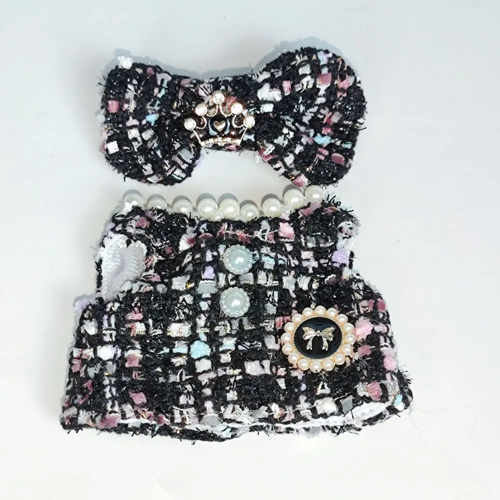 Poppenkleertjes Outfit Accessoires voor Labubu Kleding Ontwerper Zwart-wit Geruite Jurk Set DIY Mini Poppen Kleding Meisje Cadeau