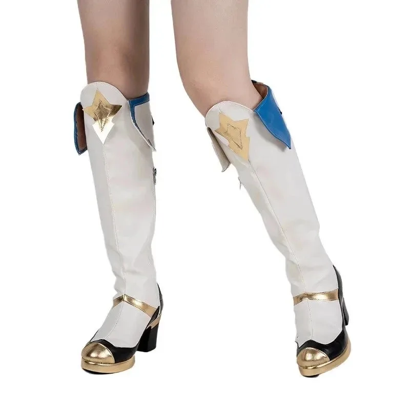 Gioco Genshin Impact Saccarosio Stivali Cosplay Stivali lunghi Scarpe Stivali da donna/uomo Halloween per ragazza Ragazzo Scarpe da carattere in PU