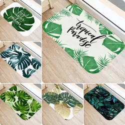 Tropical Plants Leaf Mat Kitchen Rugs Anti-slip Home Hallway Bedroom Entrance Carpets Washable Bathroom Porch Decorative Doormat