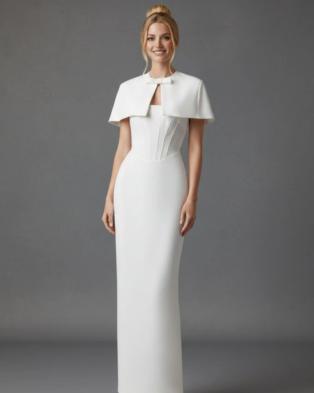 

Customized Simple Women Jersey Pleat Bow Straight Evening Dresses Elegant O-Neck Sleeveless Ankle Length Dresses Prom Dresses