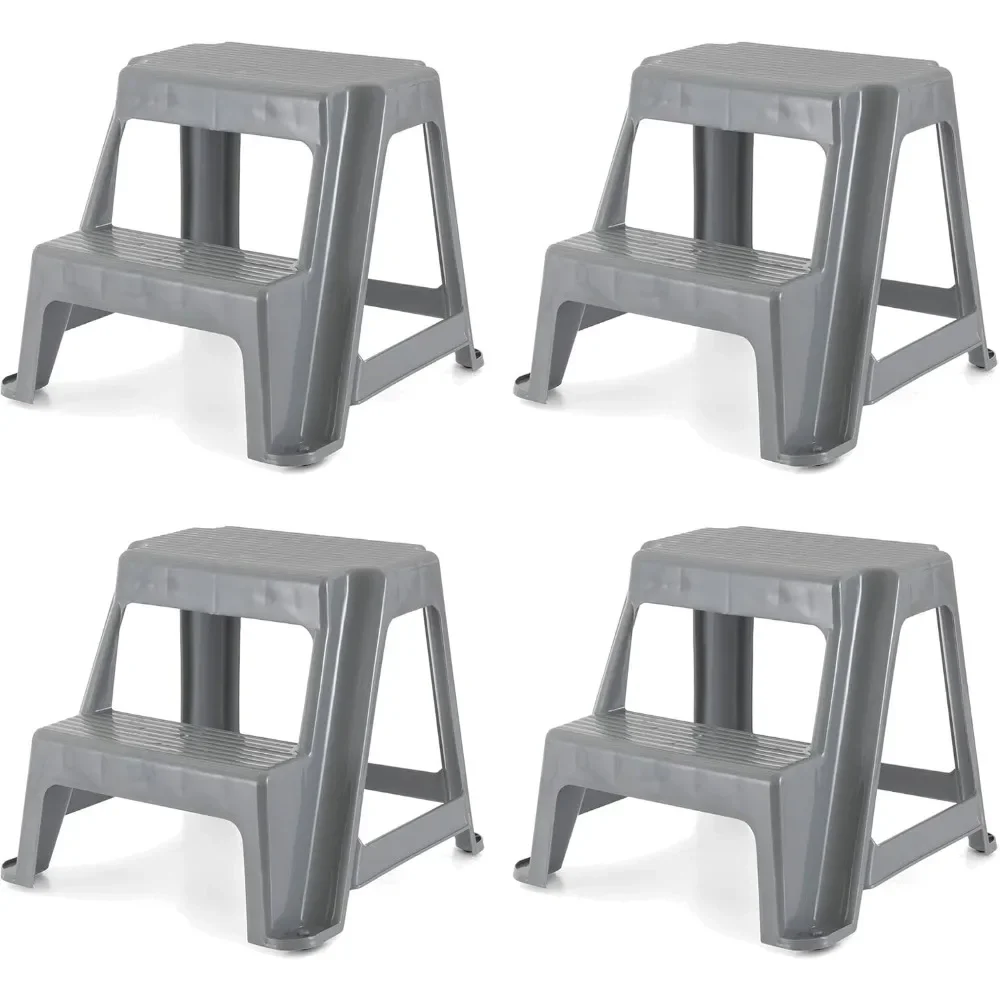 

16-Inch Tall Plastic 2 Step Stool, Portable Dual Step Ladder Foot Stool for Kitchen, Bathroom, Bedroom, and Garage