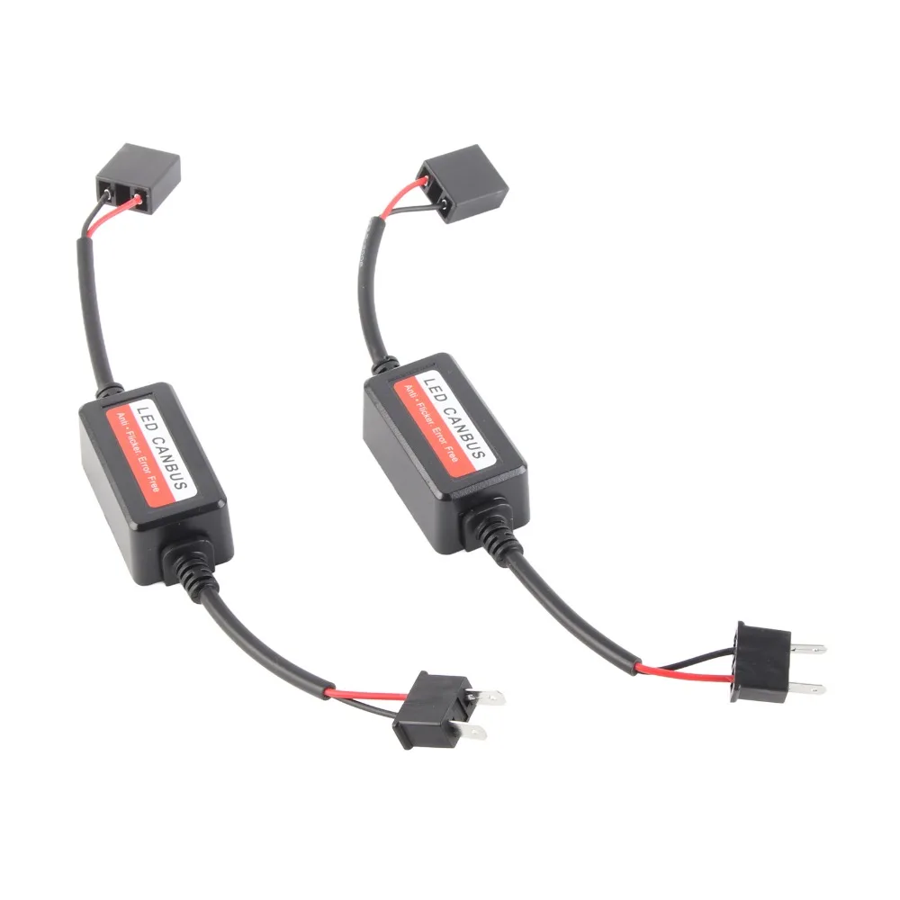 2PCS Radio Audio Compatible Car LED Headlight Decoder H7 Socket Anti-Flicker Error Free Canceller Plug And Play