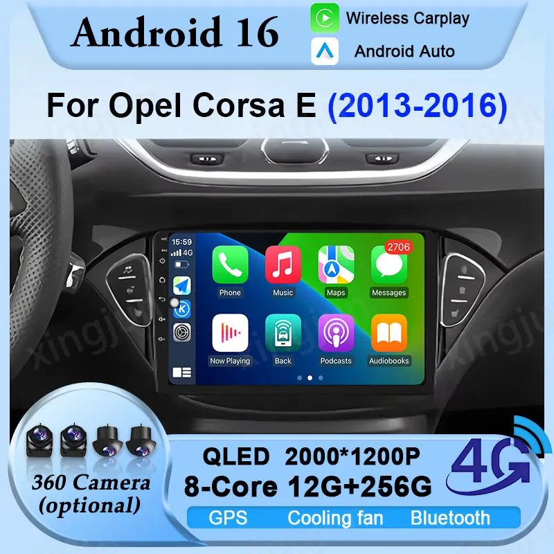 

For Opel Corsa E 2013-2016 Car Radio Video Wireless Carplay BT Player Android 16 Auto Multimedia Stereo GPS Navigation HD Screen