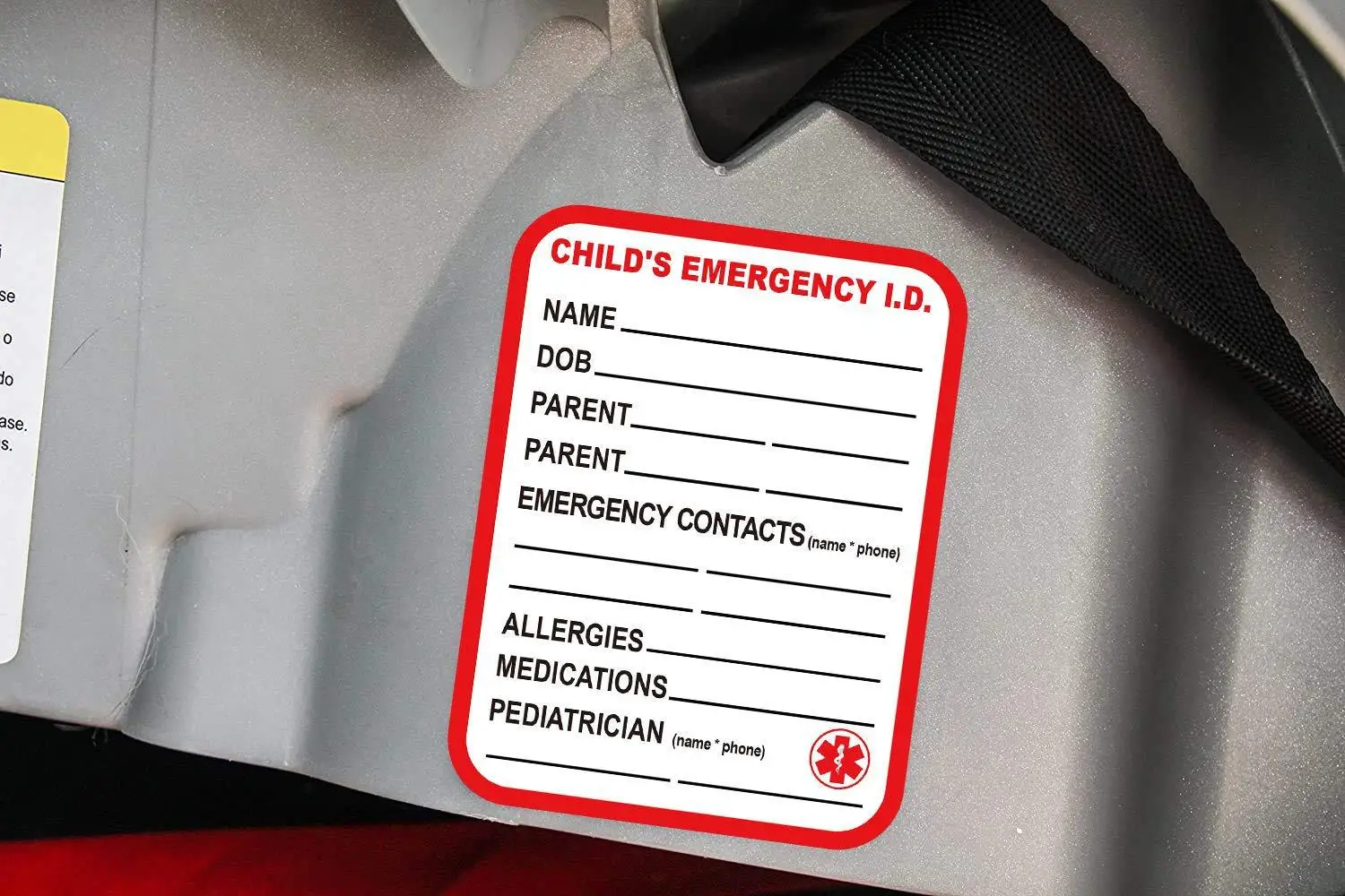 

10 Pcs Medical Information Tags Car Seat Identification Emergency Sticker Copper Plate Stickers