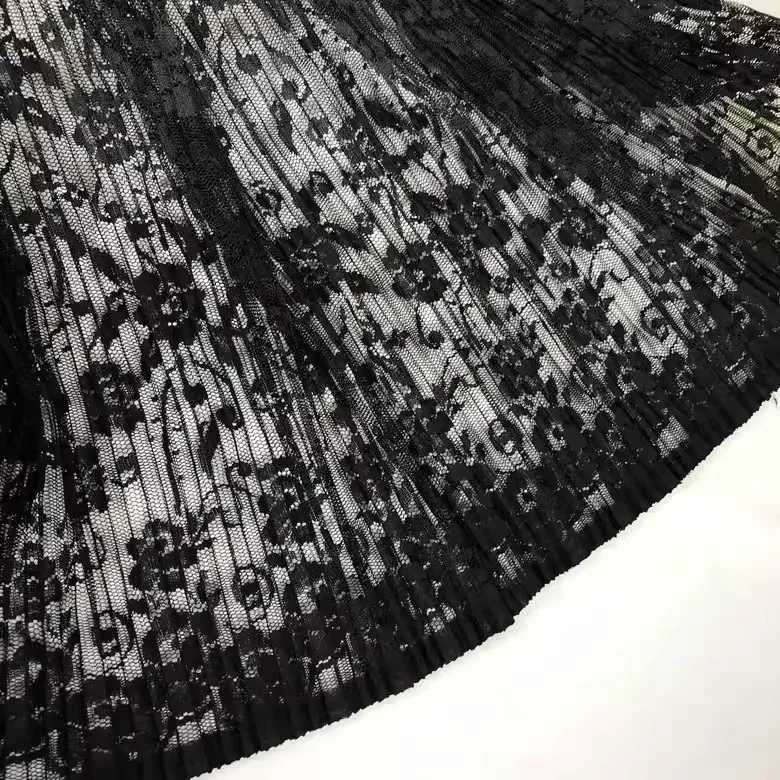 1yard price pleated hollow transparent lace fabric skirt dress lace fine pleated fabric