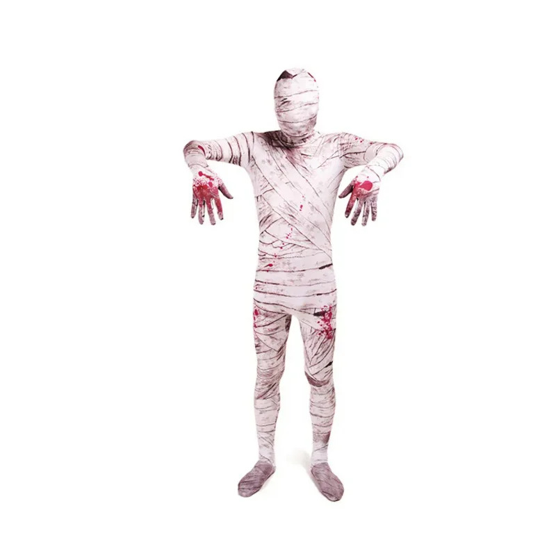 Scary Mummy Cosplay Costume Adult Kids Men Mummy Costumes Mask Zentai Bodysuit Spandex Suit Halloween Costumes Women Man Movie