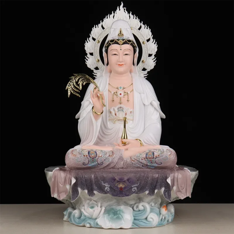Imitation porcelain Avalokitesvara Bodhisattva Buddha statue, home lotus, Nanhai Avalokitesvara Bodhisattva statue, ornaments