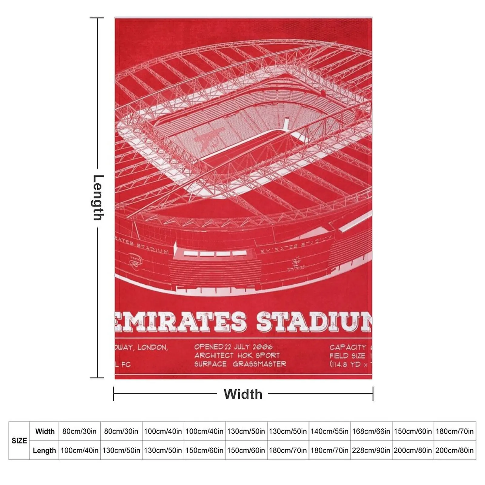 Emirates Stadium Throw Blanket couch cozy soft plush fuzzy picnic outdoor blanket