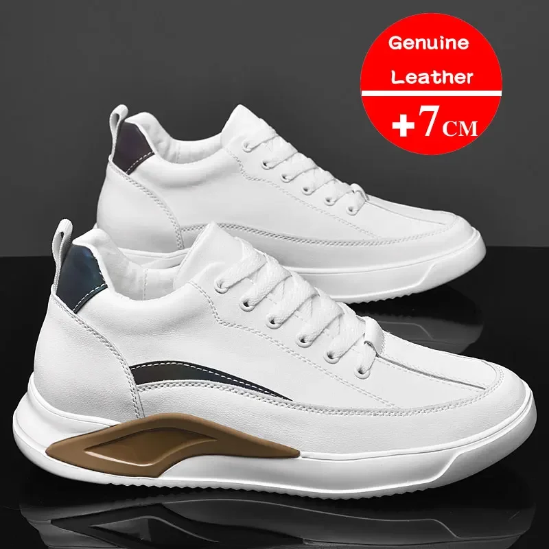 Sapatos de couro genuíno para homens, sapatilhas respiráveis, sapatos leves, sapatos casuais masculinos, marca de luxo, alta qualidade, novos