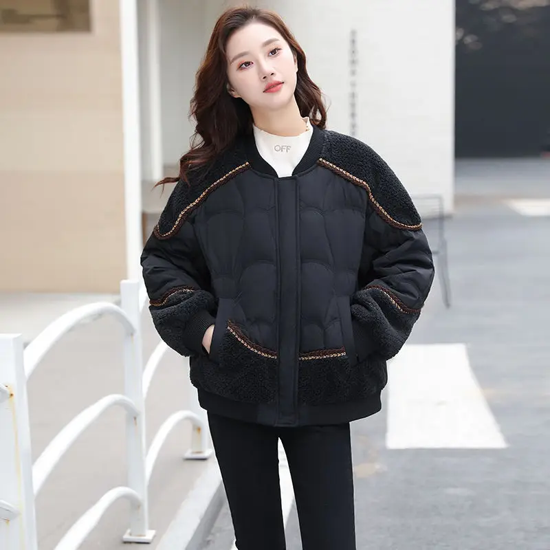 Women's Autumn Winter Tops Jacket Cotton Coat Pure Color Standing Collar Colorblocking Slim Design Comfortable Trends New Niche